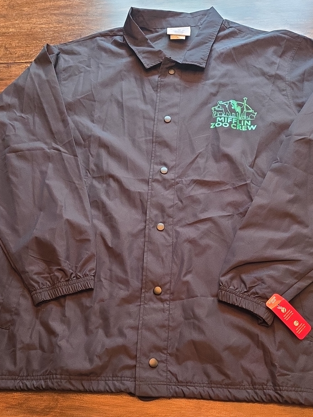 NWT Champion The Office Mifflin Zoo Crew Coach Jacket Black Windbreaker 3XL